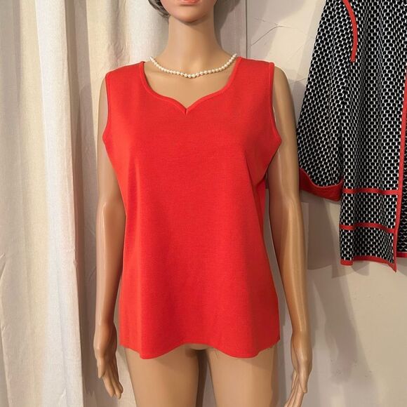 Ming Wang Set Women’s Size Medium Matching Red/Orange Tank Top and Jacket - Picture 9 of 16